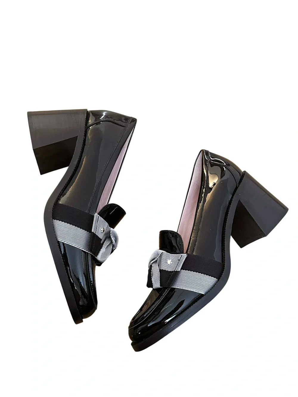 Kate Spade New York Leandra Heeled Chunky Loafer Size 8.5 Glossy Black Patent